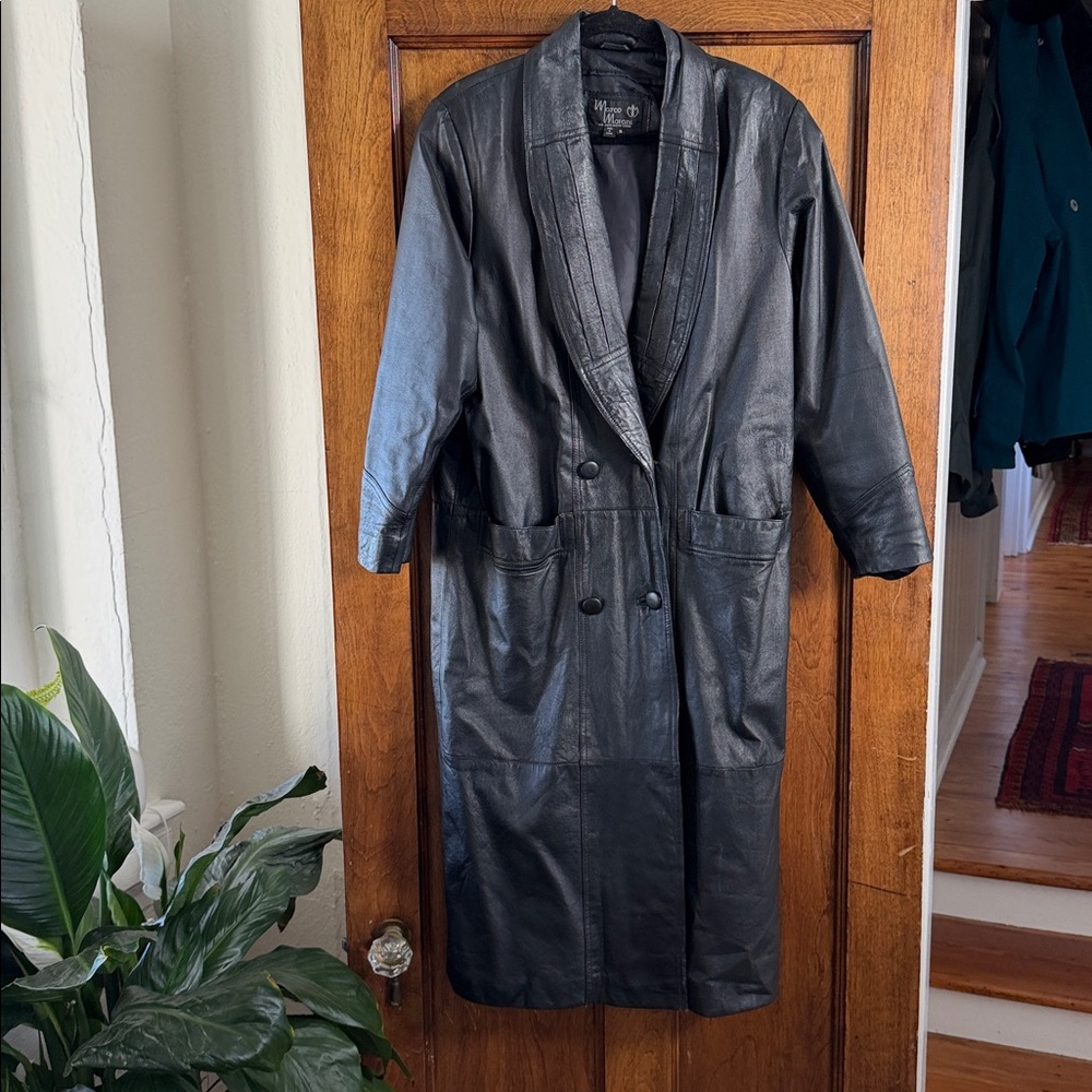 Vintage Women’s Black Leather Long Coat